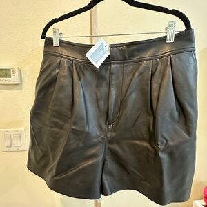 INTERMIX Black Buttery Soft Leather High Waist Shorts Sz 14